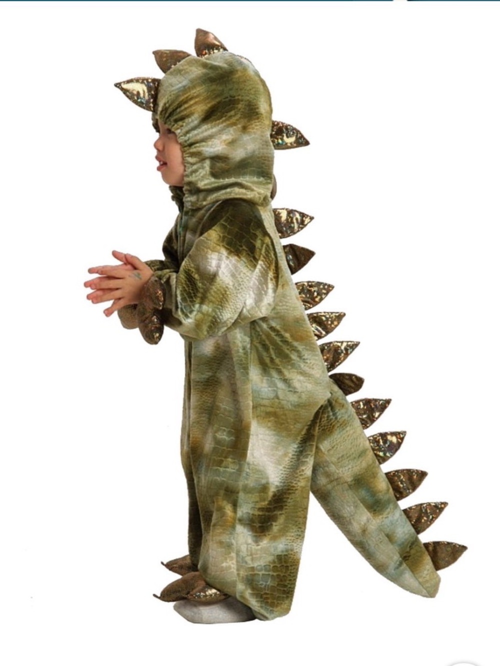 Size 4 • Children's Green Dinosaur Costume with Tail and hooded